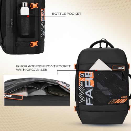Image of Safari Weekender 45L Expandable Overnighter Casual Hiking Travel Backpack Large size Laptop Bag for Man and Women with suitcase compartment, Ideal for Office Use, Work Trips, College, boys and girls