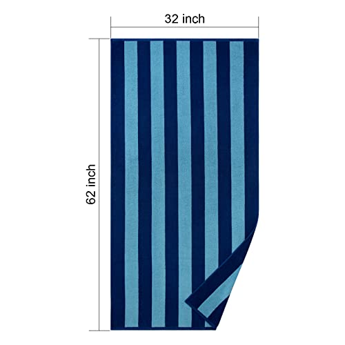Teqqo Fluffy Oversized Beach Towel - 4 Pack Plush Cotton 62 X 32 Inch Extra Large Pool Towel Set, Quick Dry Multi Pack Mixture Striped Swimming Bath Towel For Adults Women Men #TOP2