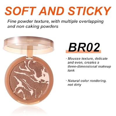 Mousse Bronzer - Waterproof, Skin Tone Correcting, Shimmer Finish, High Coverage Powder with Marbled Design in Light & Medium Brown for a Natural Glow, Bronze