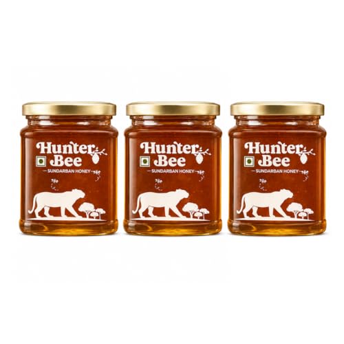 Image of Hunter BEE Sundarban Honey 340g | Wild Forest Honey | Raw & Unprocessed Natural Honey from Sundarbans | No Added Sugar | Naturally Rich in Antioxidants (Pack of 3)