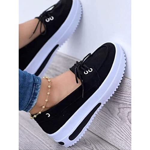 GHJKL Femmes Chaussures D'été Bout Rond Bande Élastique Plate-Forme De Toile Chaussures Plates À Lacets Mode Respirant Femmes Baskets Casual Chaussures De Toile Cover