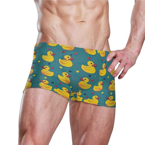 Little Yellow Duck Cute Animal Mens Swim Trunk Swimwear Bathing Suit Swim Brief Square Leg Board Short S B04033693