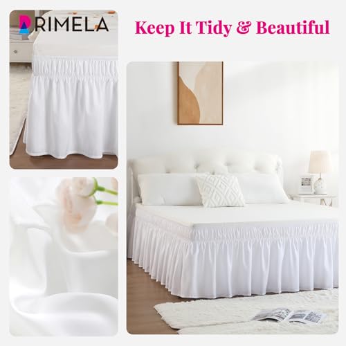 RIMELA White Bed Skirt Queen Size 18 Inch Drop, Elastic Bed Skirting for Bed Base and Frame, Bedding Dust Ruffle Easy to Install, Lightweight Wrap Around Adjustable Bedskirt - Image 5