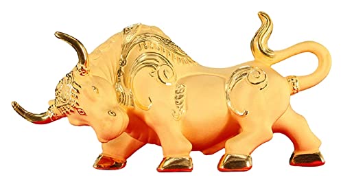 Figurines de Vache Feng Shui RLKHXBS en Or pour Rompre la Monotonie du Bureau et Attirer le Succès
