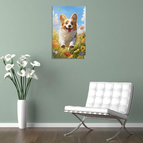 Tableau impression sur toile corgi moderne affiche murale 40x60