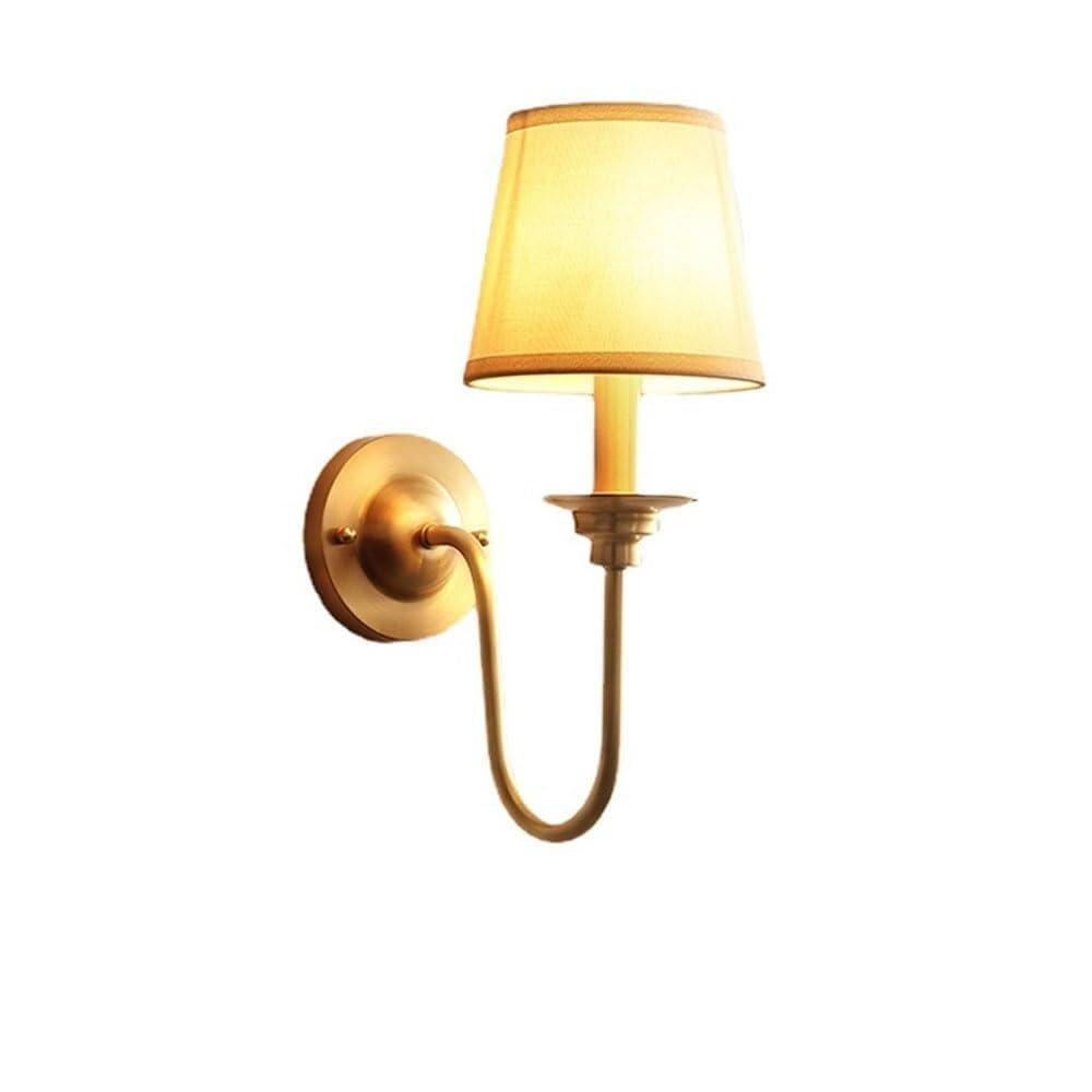Granestner Minimalist Fabric Wall Sconce - Elegant Copper Wall Light for Bedroom, Corridor, Cafe, and Bar(Light Color)