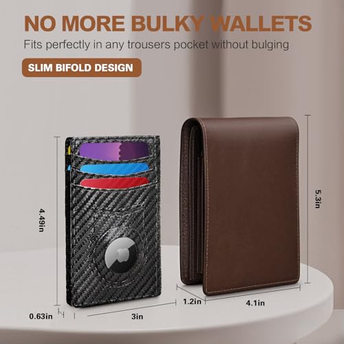 Slim Wallet for Men Credit Card Holder Wallet RFID Blocking Bifold Mens Slim Wallet,Thin Minimalist Front Pocket Mens Leather Wallets,Smart Security Carbon Fiber Small Wallet (Carbon Fiber Black)3