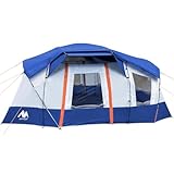 AYAMAYA(アヤマヤ) キャンプ用8人用テント 防水 マルチルーム 大型ファミリーテント 天窓&取り外し可能なレインフライ&大きなメッシュ窓4つ 仕切り付きカーテン