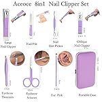 Aceoce Manicure Set Women's Nail Clipper Set Nail Kit with Travel Case - Purple, Stainless Steel, Compact, Curved Edge, Perfect for Travel & Everyday Use - Image 2