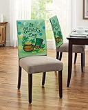 Savannan Dining Chair Back Covers, St. Patrick's Day Irish Leprechaun Hat Gold Coin Pot Shamrock Green Chair Covers Chair Slipcovers Protective Covers for Holiday Party Festival Decoration, Set of 6