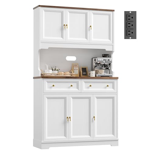 Modgrue-719-Pantry-Cabinet-with-Built-in-Outlets-White-Kitchen-Hutch-Storage-Cabinet-with-Countertop-Farmhouse-Pantry-Organizers-and-Storage-Cabinet-for-Dining-Room-Furniture-Living-Room