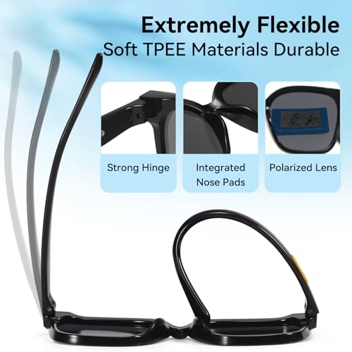 Dollger Kids Polarized Sunglasses Square Oval Sunglasses for Toddler Girls Boys Sun Glasses for Age 2-154