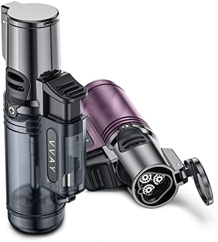 (Pack of 2) VVAY 3 Jet Flame Torch Lighter Gas Butane Refillable, Sold without Gas