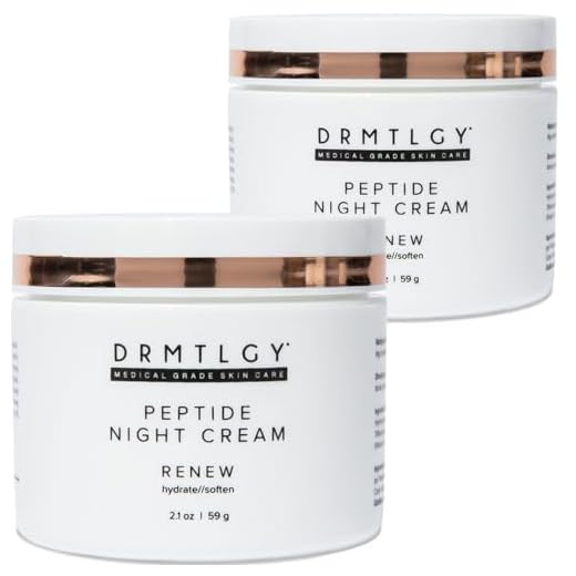 DRMTLGY Peptide Night Cream Face Moisturizer. Fragrance Free and Oil Free Hydrating Facial Moisturizer for All Skin Types. 2.1 oz, 2 pack