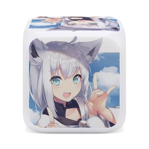 白上 フブキ 104目覚まし時計 置き時計 多機能 時間と温度の二重表示 電池式 学生 寝室やオフィスに最適