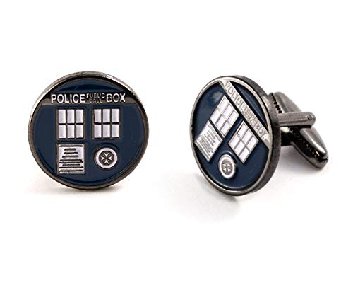 SharedImagination Tardis Cufflinks, Doctor Who Tie Clip Tack, Dr Who Tardis Cuff Links, Time Lord Jewelry, Gallifrey Wedding Party Groomsman Gifts