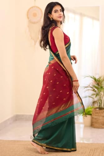 Image of SGF11 Women's Kanjivaram Soft Cotton Linen Silk Saree With Blouse Piece