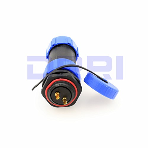 DRRI HE21 IP68 2Pin Waterproof Panel Mount Circular Aviation Cable Connector 30A 500V (2Pin), blue - Image 3