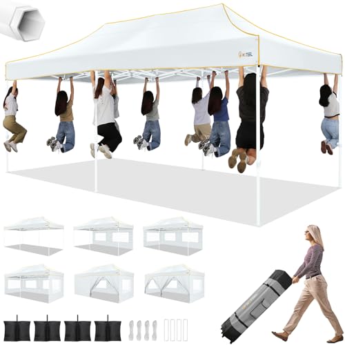HOTEEL 10x20 Heavy Duty Pop up Canopy Tent with 6 Sidewalls...