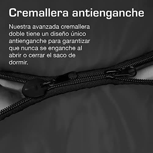 Miniatura 7 de Active Era Saco De Dormir Adulto 220 X 80 Cm Peso 300gr - Confort 10 C A 0 C. Resistente Al Agua, Relleno De Doble Capa, Cálido Con Capucha Y Cordón - Negro