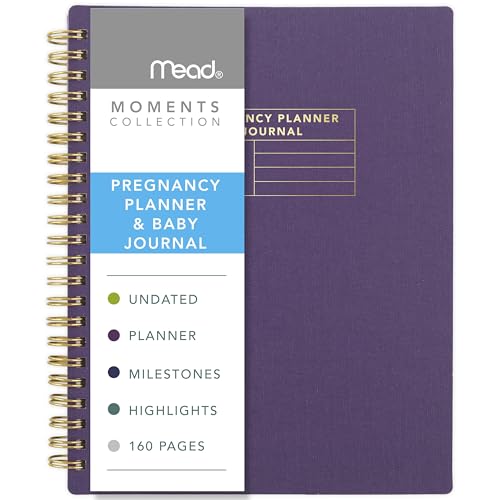 Mead Moments Pregnancy Planner and Baby Journal, 5-1/2" x 7-7/8", 160 Pages, Flexible Cover, Purple (XC0077F)