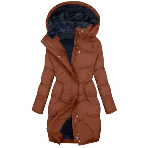 Chaqueta acolchada de sherpa con forro polar para mujer, abrigo grueso y cálido para invierno, chaqueta acolchada para mujer, talla grande, abrigo con cremallera y botón, con capucha, para exteriores