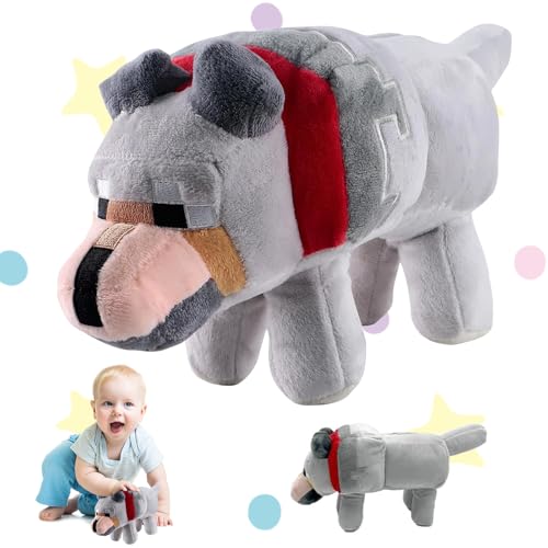 Kuscheltier Wolf Grau, 34cm Grau Wolf Kuscheltier Figuren Plush, Wolf Plüschfigur, Plüsch Videospielfiguren Wolf, Grauwolf Plüschtier Stofftier, Lustiges Kuschelig für Kinder Fans und Spielbegeisterte