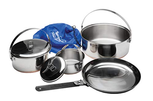 Texsport 6 piece Stainless Steel Copper Bottom Outdoor Camping Cookware Cook Set