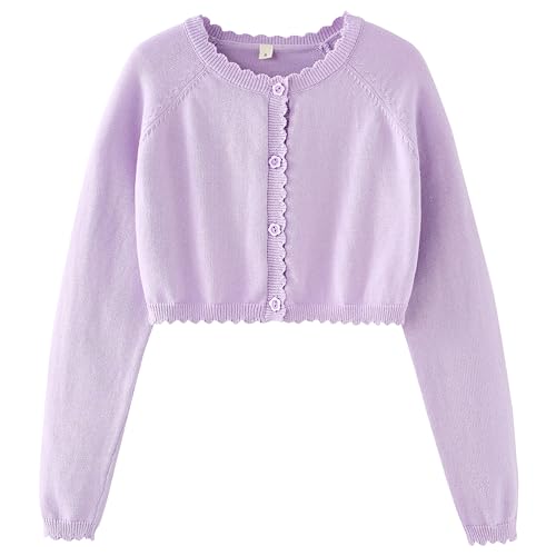 Image of Cropped Shrug Cardigan Girls Cotton Soft Long Sleeve 5-12 Years (Dressy)
