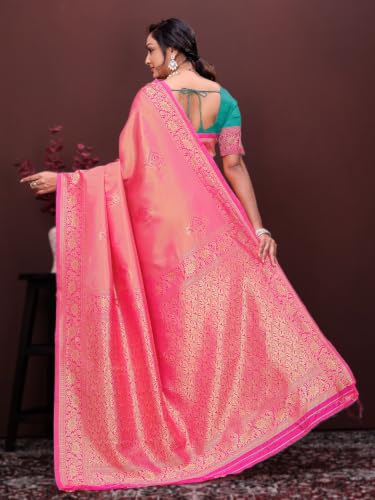 Image of Women's Banarasi Art Silk Woven Design Saree With Unstitched Blouse Piece I Traditional Indian Ethnic Wear