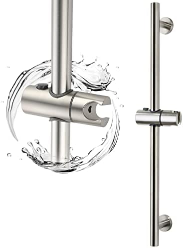 BANGPU Brushed Nickel Shower Slide Bar, Bathroom Shower Slide Bar with Adjustable Handheld Shower Holder, Stainless Steel Slide Slide Bar Wall Mount