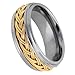 Men’s Tungsten Carbide 8mm Ring – High Polish Gunmetal Band with Gold Celtic Braid Inlay – Wedding, Engagement, or Statement Ring. (11)