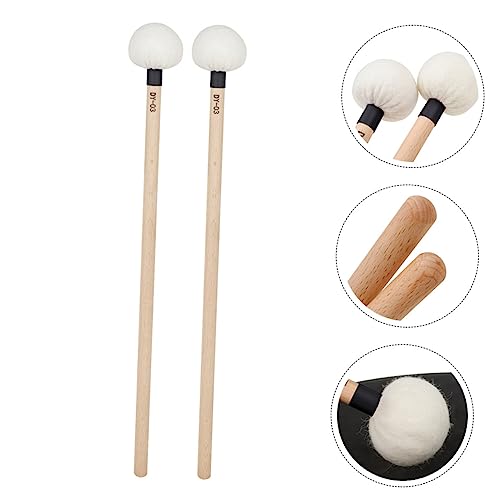 ibasenice 2 piezas Baquetas de Tambor de Fieltro con Mangos de Madera para Instrumentos de Percusión miniatura 4