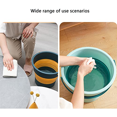 Image of Collapsible Water Bucket, 10L Portable Folding Water Container, Multifunction Foldable Round Tub Water Pot for Fishing, Camping, Car Washing, Home Storage and Outdoors Wash （Green