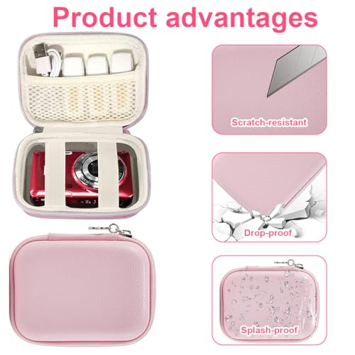 Kompakte Digitalkameratasche, Digitalkamera Tasche Kompatibel mit CAMKORY, Kodak PIXPRO FZ45, Lecran, VAHOIALD, Canon IXUS 285 HS, Umipyiza, YLSHGXFC, AOREGRE, Duluvulu, Hart Reise Tragen Tasche-Rosa
