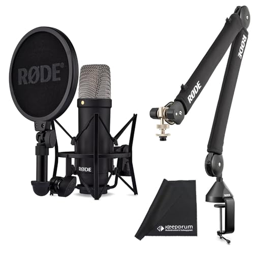 Rode NT1 Signature Black microphone de studio trépied bras articulé PSA-1 et chiffon Keepdrum