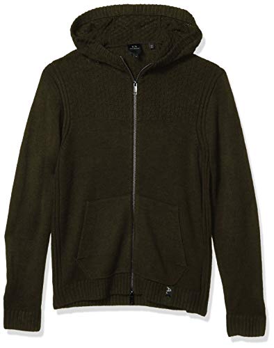 A|X Armani Exchange Men's Zip Up Cardigan with Hoodie and Front Pocket, Deep Depths, M