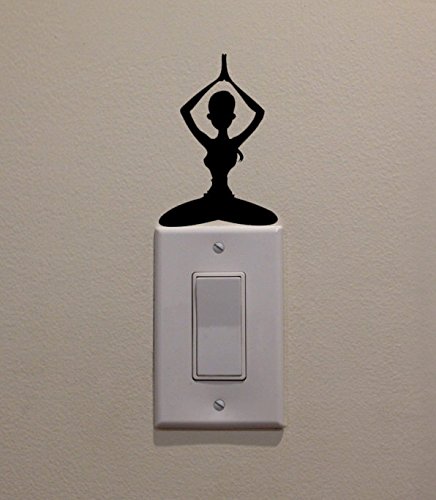 YINGKAIYoga Dancer Sitting on Light Switch Decal Vinyl Wall Decal Sticker Art Living Room Carving Wall Decal Sticker for Kids Room Home Window Decoration
