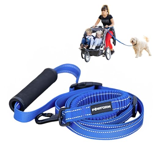 Pawform Pet Products Hands Free Dog Leash, Around The Waist, Crossbody, Solid Handle, Heavy Duty, (Blue)