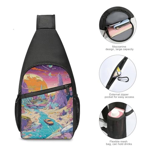 Sling Bag pequeña tipo mochila estilo Psychedelic Rock miniatura 4
