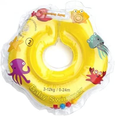 Baby Flotador TÜV GS Cuello Flotador (Tallas 3 – 12 kg (0 – 24 Meses) Flotador para bebé de baño Ayuda de natación Anillo Talla Mediana Iner en pequeño Amarillo