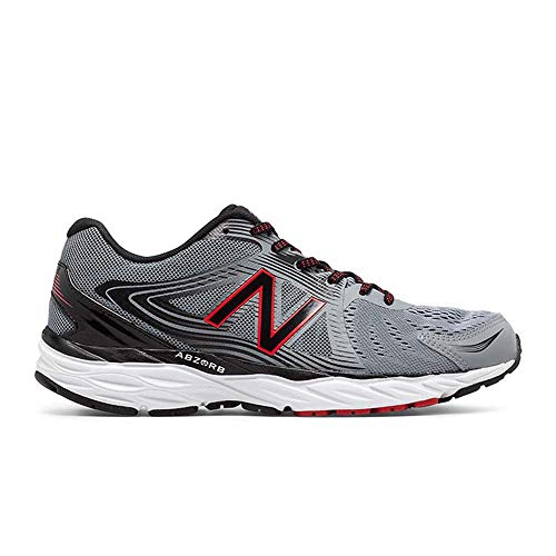 New Balance Men's 680 V4 Running Shoe, Steel/Black/Alpha Red, 10 D US