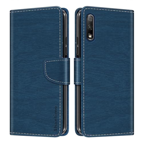 Custodia Portafoglio pelle Compatibile con Huawei Honor 9X Cover Colorata Flip con Portacarte Chiusura Magnetica ProtettivaBlu