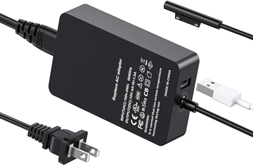 65W Surface Pro Charger for Microsoft Surface Pro 9/8/7/6/5/4/3, Windows Surface Laptop, Surface Go, Surface Book, Support 44W, 36W Surface Tablet Charger