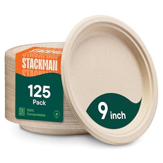 125-Pack 9-Inch Compostable Heavy-Duty Dinner Plates