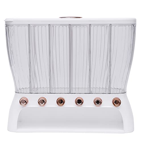 Dispensador de cereales de comida seca moderna, gran capacidad, 6 rejillas para cocina con tapa, dispensador de comida seca de cocina, tamaño ajustable de compartimentos, diseño de embudo de prensa Dispensador de cereales de comida seca moderna, gran capacidad, 6 rejillas para cocina con tapa, dispensador de comida seca de cocina, tamaño ajustable de compartimentos, diseño de embudo de prensa