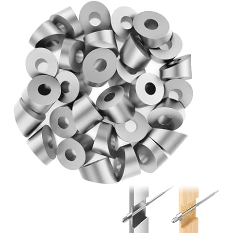 CKE 30Pack 1/4" ID Angle Beveled Washer 25 30 35 Degree for 1/8" 5/32" 3/16" Deck Stair Cable Railing Kit, T316 Stainless Steel 30 Degree Angle Washers for Cable Railing Stair Ends DIY Balustrade CR17 Cover