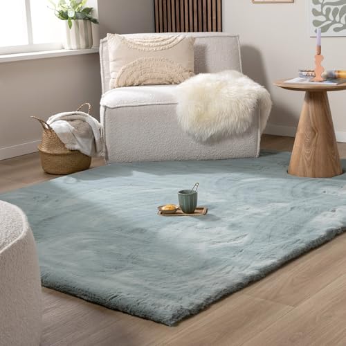 FRAAI | Home & Living Hochflor Teppich - Comfy Supreme Türkis - Shaggy, Einfarbig - Modern, Skandinavisch - Wohnzimmer, Esszimmer, Schlafzimmer - Fellteppich - Carpet