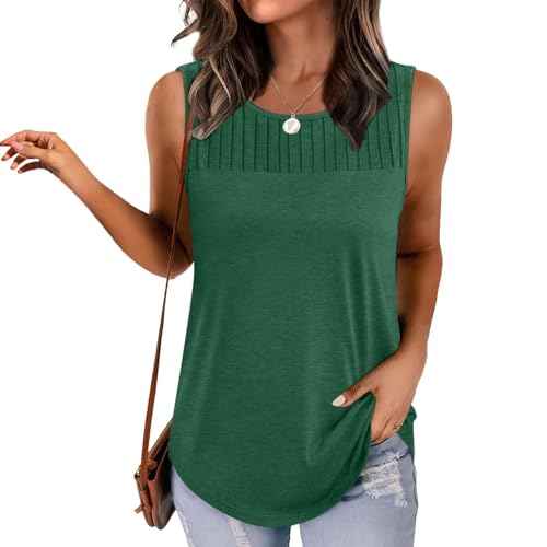 Womens Loose Fit Vests Crewneck Vest Tops for Women Sleeveless Ruched Cami Tank Basic Summer Fall Vests 2025 Trendy3