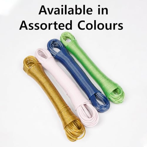 Image of PVC Coated Steel Core Clothesline 20 Meter | Heavy Duty Anti-Rust Wire Rope for Drying Clothes | Weatherproof Tangle-Free PVC Laundry Line for Indoor Outdoor Use (20 Meter Clothesline)